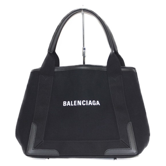 Balenciaga Handbags - Balenciaga Navy Cabas Canvas Calf Leather Black